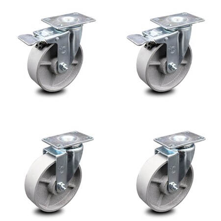 Service Caster 5 Inch Semi Steel Wheel Swivel Top Plate Caster Total Lock Brakes SCC, 2PK SCC-TTL20S515-SSR-2-S-2